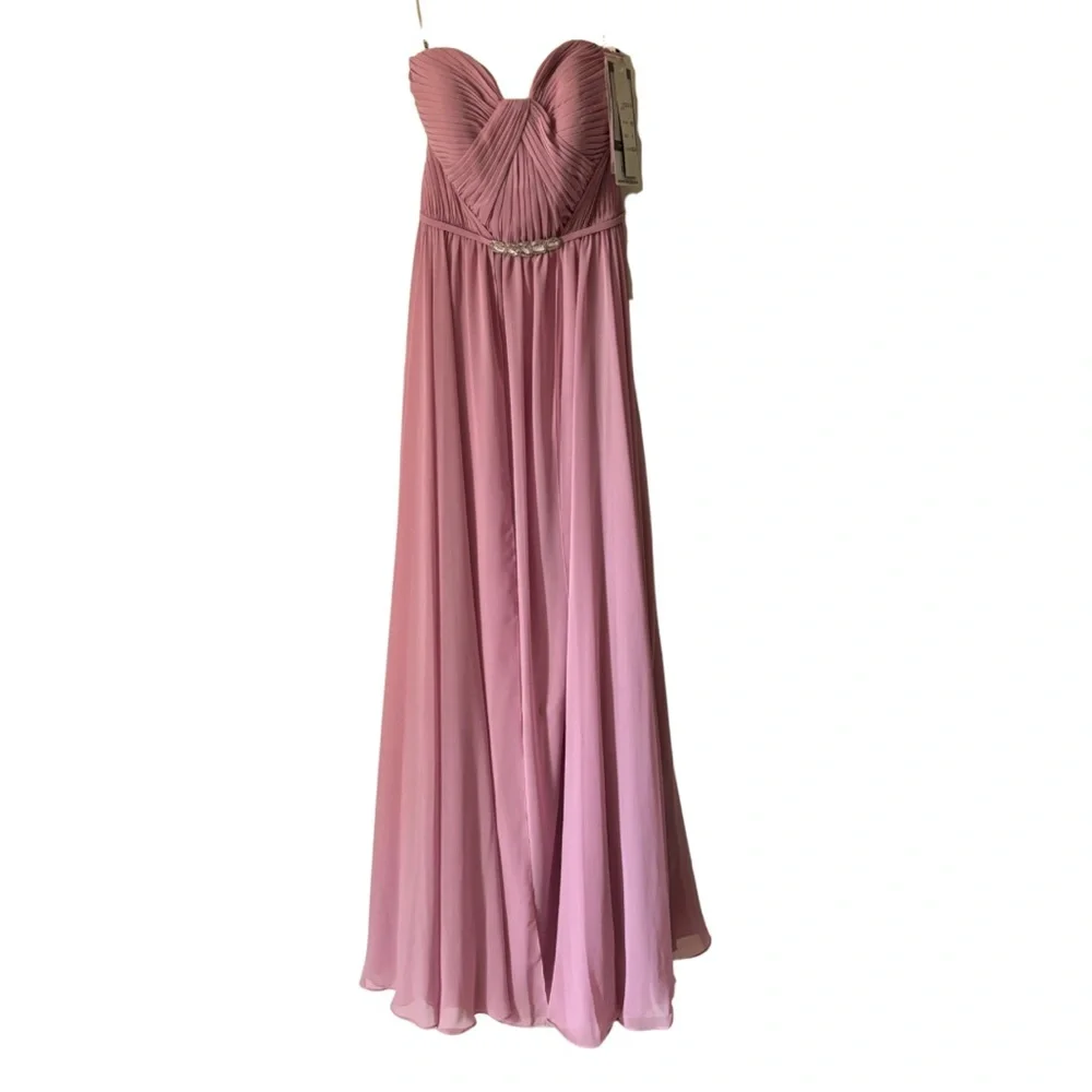 NWT Elegant Pink Strapless Prom Dress - Picture 1 of 6